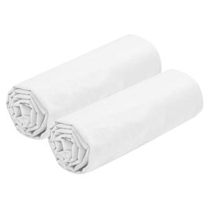 Stof Hoeslaken Eden - 2x - 1-persoons - 90 x 190 cm - wit - hotelkwaliteit - katoen - 30 cm matrasdikte -