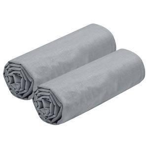 Stof Hoeslaken Eden - 2x - twijfelaar - x 190/200 cm - lichtgrijs - hotelkwaliteit - katoen - 30 cm d -
