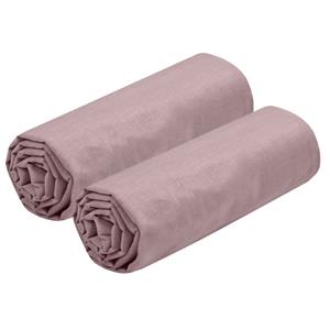 Stof Hoeslaken Eden - 2x - 2-persoons - 180 x 200 cm - oud roze - hotelkwaliteit - katoen - 30 cm dikte -