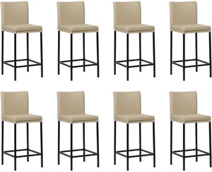 SHOPX HUISCOLLECTIE Set van 8 Taupe leren moderne barkrukken Break - poot vierkant zwart - Toledo Leer Mastic (taupe leer)