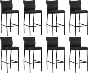 SHOPX HUISCOLLECTIE Set van 8 Zwarte leren moderne barkrukken Revolt - poot vierkant zwart - Toledo Leer Nero (zwart leer)