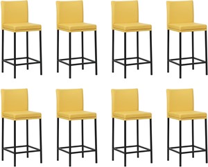 SHOPX HUISCOLLECTIE Set van 8 Gele leren moderne barkrukken Break - poot vierkant zwart - Toledo Leer Giallo (geel leer)