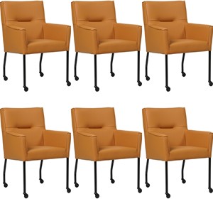 SHOPX HUISCOLLECTIE Set van 6 Lichtcognac leren moderne eetkamerstoelen Lucky - Toledo Leer Sabbia (lichtcognac leer)