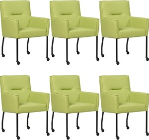 SHOPX HUISCOLLECTIE Set van 6 Felgroene leren moderne eetkamerstoelen Lucky - Toledo Leer Lime (felgroen leer)