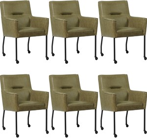 SHOPX HUISCOLLECTIE Set van 6 Olijfgroene leren moderne eetkamerstoelen Lucky - Vintage Leer Olive (olijfgroen leer)