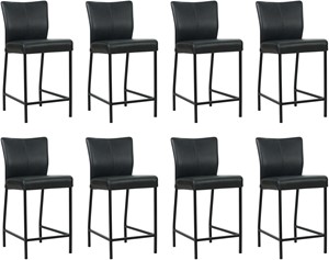 SHOPX HUISCOLLECTIE Zwarte leren moderne barkruk Revolt - poot vierkant zwart - Granada leer Black (zwart leer)