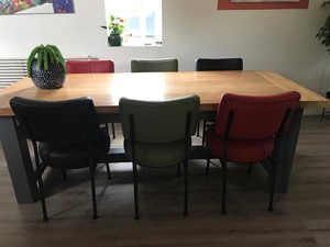 SHOPX HUISCOLLECTIE Set van 4 Set van 6 leren eetkamerstoelen met kruisframe - verschillende kleuren leer - Echt leer, Modern, ontdek de vele Leersoorten en Kleuren bij ShopX