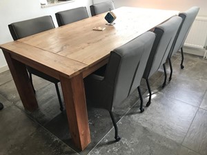 SHOPX HUISCOLLECTIE Set van 6 leren eetkamerstoelen - met armleuning en wieltjes - zwart leer - Echt leer, Modern, ontdek de vele Leersoorten en Kleuren bij ShopX