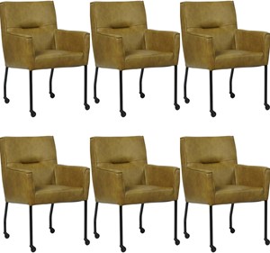 SHOPX HUISCOLLECTIE Set van 6 Olijfgroene leren moderne eetkamerstoelen Lucky - Granada leer Olive (olijfgroen leer)