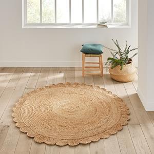 LA REDOUTE INTERIEURS Rond vloerkleed in jute, bloemvorm, Aftas