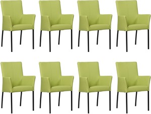 SHOPX HUISCOLLECTIE Set van 8 Felgroene leren moderne eetkamerstoelen Comfort - Toledo Leer Lime (felgroen leer)