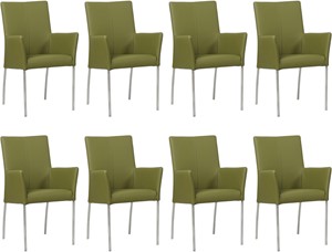 SHOPX HUISCOLLECTIE Set van 8 Groene leren moderne eetkamerstoelen Comfort - Toledo Leer Apple Green (groen leer)