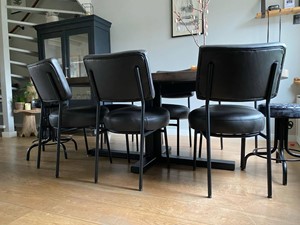 SHOPX HUISCOLLECTIE Set van 4 Set van 6 leren eetkamerstoelen met kruisframe - zwart leer - Echt leer, Modern, ontdek de vele Leersoorten en Kleuren bij ShopX