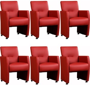 SHOPX HUISCOLLECTIE Set van 6 Leren eetkamerfauteuils Pleasure - Echt leer, Modern, Comfortabel en kies uit meer dan 150+ kleuren - Ontdek de Vele Leersoorten en Kleuren bij ShopX