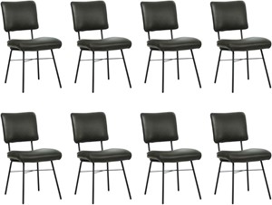 SHOPX HUISCOLLECTIE Set van 8 Leren eetkamerstoelen Solid - Echt leer, Industrieel, Comfortabel en kies uit meer dan 150+ kleuren - Ontdek de Vele Leersoorten en Kleuren bij ShopX
