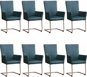 SHOPX HUISCOLLECTIE Set van 8 Leren eetkamerstoelen Dry - met armleuning - Echt leer, Industrieel, Comfortabel en kies uit meer dan 150+ kleuren - Ontdek de Vele Leersoorten en Kleuren bij ShopX