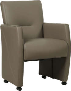 SHOPX HUISCOLLECTIE Set van 6 leren eetkamerfauteuil Pleasure - Toledo Leer Smog - Met handgreep Zwart