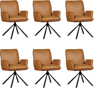 SHOPX HUISCOLLECTIE Set van 6 Leren eetkamerstoelen Elite - draaibaar - automatisch terug naar beginstand - Echt leer, Industrieel, Comfortabel en kies uit meer dan 150+ kleuren - Ontdek de Vele Leersoorten en Kleuren bi