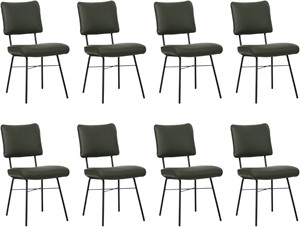 SHOPX HUISCOLLECTIE Set van 8 Donkergroene leren industriële design eetkamerstoelen Solid - Toledo Leer Verde (donkergroen leer)