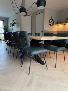 SHOPX HUISCOLLECTIE Set van 8 leren eetkamerstoelen - groen leer - Echt leer, Industrieel, ontdek de vele Leersoorten en Kleuren bij ShopX