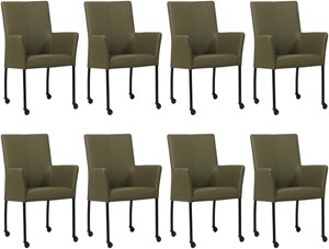 SHOPX HUISCOLLECTIE Set van 8 Olijfgroene leren moderne eetkamerstoelen Comfort - Toledo Leer Olive (olijfgroen leer)