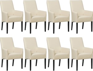 SHOPX HUISCOLLECTIE Set van 8 Crème leren landelijke eetkamerstoelen Just - Toledo Leer Betulla (crème leer)