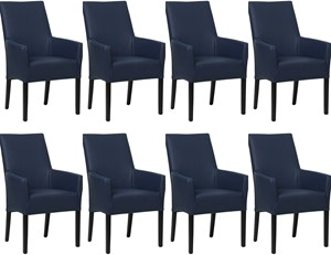 SHOPX HUISCOLLECTIE Set van 8 Blauwe leren landelijke eetkamerstoelen Just - Toledo Leer Kobalt (blauw leer)