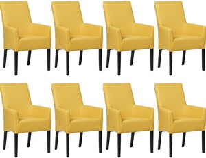 SHOPX HUISCOLLECTIE Set van 8 Gele leren landelijke eetkamerstoelen Just - Toledo Leer Giallo (geel leer)