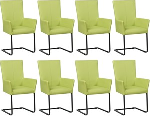 SHOPX HUISCOLLECTIE Set van 8 Felgroene leren industriële eetkamerstoelen Dare - poot vierkant zwart - Toledo Leer Lime (felgroen leer)