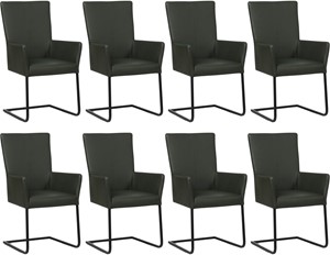 SHOPX HUISCOLLECTIE Set van 8 Donkergroene leren industriële eetkamerstoelen Dare - poot vierkant zwart - Toledo Leer Verde (donkergroen leer)