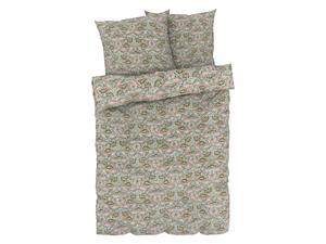 Livarno home Satijnen dekbedovertrek 240 x 220 cm (Bloemen, groen/koraal, 240 x 220 cm)