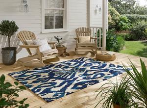 Sanderson  Kasuri Indigo outdoor 446208 - 160x230 cm Vloerkleed