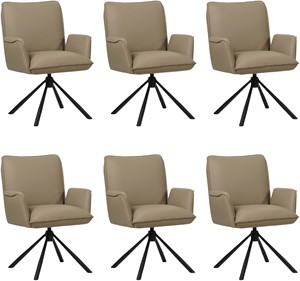 SHOPX HUISCOLLECTIE Set van 6 Taupe leren industriële draaibare eetkamerstoelen Elite - Toledo Leer Mocca (taupe leer)