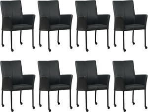 SHOPX HUISCOLLECTIE Zwarte leren moderne eetkamerstoel Comfort - Granada leer Black (zwart leer)