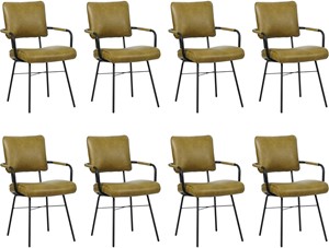 SHOPX HUISCOLLECTIE Set van 8 Leren eetkamerstoelen Solid - Met armleuning - Echt leer, Industrieel, Comfortabel en kies uit meer dan 150+ kleuren - Ontdek de Vele Leersoorten en Kleuren bij ShopX