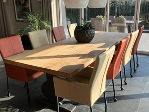 SHOPX HUISCOLLECTIE Set van 8 leren eetkamerstoelen met wieltjes en hoge rug - verschillende kleuren leer - Echt leer, Modern, ontdek de vele Leersoorten en Kleuren bij ShopX