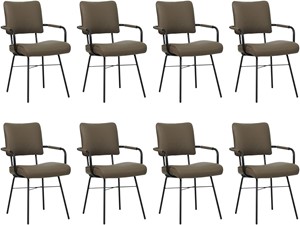 SHOPX HUISCOLLECTIE Set van 8 Bruine leren industriële design eetkamerstoelen Solid - Toledo Leer Moss (bruin leer)
