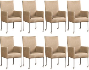 SHOPX HUISCOLLECTIE Set van 8 Leren eetkamerstoelen Spark - met wieltjes - Echt leer, Modern, Comfortabel en kies uit meer dan 150+ kleuren - Ontdek de Vele Leersoorten en Kleuren bij ShopX