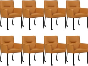 SHOPX HUISCOLLECTIE Set van 8 Lichtcognac leren moderne eetkamerstoelen Lucky - Toledo Leer Sabbia (lichtcognac leer)