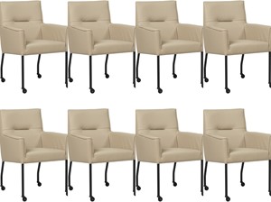 SHOPX HUISCOLLECTIE Set van 8 Taupe leren moderne eetkamerstoelen Lucky - Toledo Leer Mastic (taupe leer)
