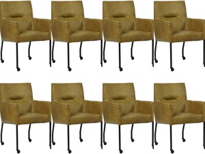 SHOPX HUISCOLLECTIE Set van 8 Olijfgroene leren moderne eetkamerstoelen Lucky - Granada leer Olive (olijfgroen leer)