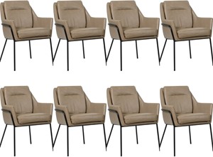 SHOPX HUISCOLLECTIE Set van 8 Taupe leren industriële design eetkamerstoelen Mix - Granada leer Taupe (taupe leer)