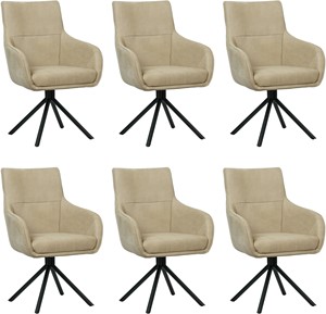 SHOPX HUISCOLLECTIE Set van 6 Taupe leren industriële draaibare eetkamerstoelen Fancy - Kenia Leer Taupe (taupe leer)