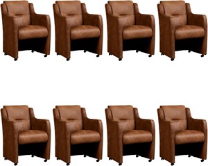 SHOPX HUISCOLLECTIE Set van 8 Leren eetkamerfauteuils Mass - Echt leer, Landelijk, Comfortabel en kies uit meer dan 150+ kleuren - Ontdek de Vele Leersoorten en Kleuren bij ShopX