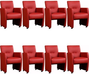 SHOPX HUISCOLLECTIE Set van 8 Leren eetkamerfauteuils Pleasure - Echt leer, Modern, Comfortabel en kies uit meer dan 150+ kleuren - Ontdek de Vele Leersoorten en Kleuren bij ShopX