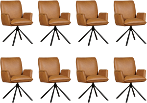 SHOPX HUISCOLLECTIE Set van 8 Leren eetkamerstoelen Elite - draaibaar - automatisch terug naar beginstand - Echt leer, Industrieel, Comfortabel en kies uit meer dan 150+ kleuren - Ontdek de Vele Leersoorten en Kleuren bi