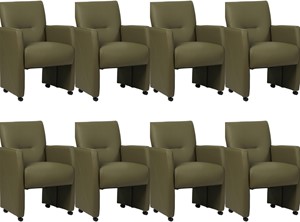 SHOPX HUISCOLLECTIE Set van 8 Olijfgroene leren moderne eetkamerfauteuils Pleasure - Toledo Leer Olive (olijfgroen leer)