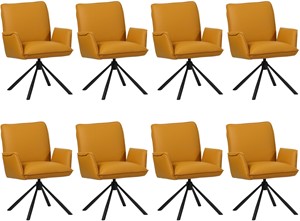 SHOPX HUISCOLLECTIE Set van 8 Gele leren industriële draaibare eetkamerstoelen Elite - Toledo Leer Leem (geel leer)