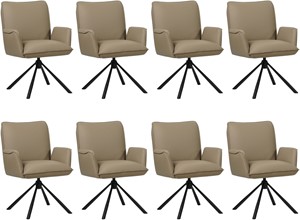 SHOPX HUISCOLLECTIE Set van 8 Taupe leren industriële draaibare eetkamerstoelen Elite - Toledo Leer Mocca (taupe leer)