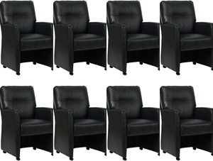 SHOPX HUISCOLLECTIE Zwarte leren landelijke eetkamerfauteuil Sharp - Granada leer Black (zwart leer)